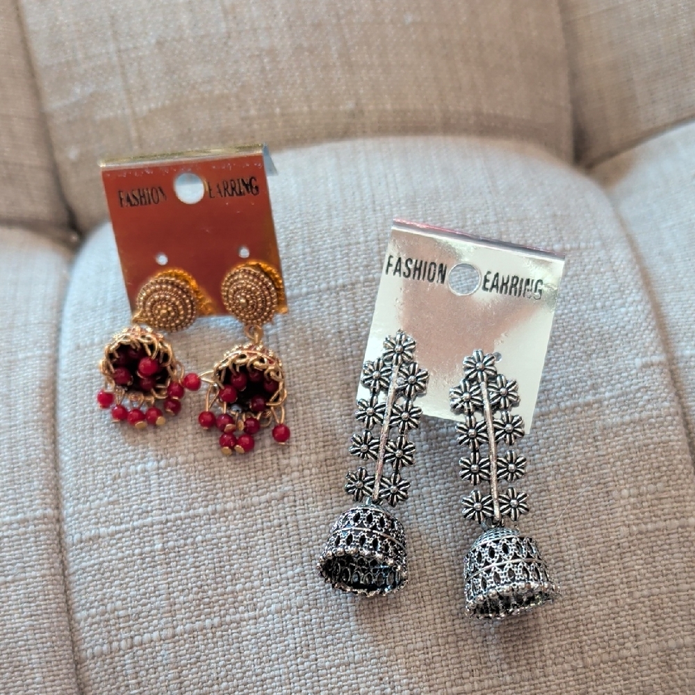 Elegant Gold and Silver Earrings Set Fashion Jewelry From India